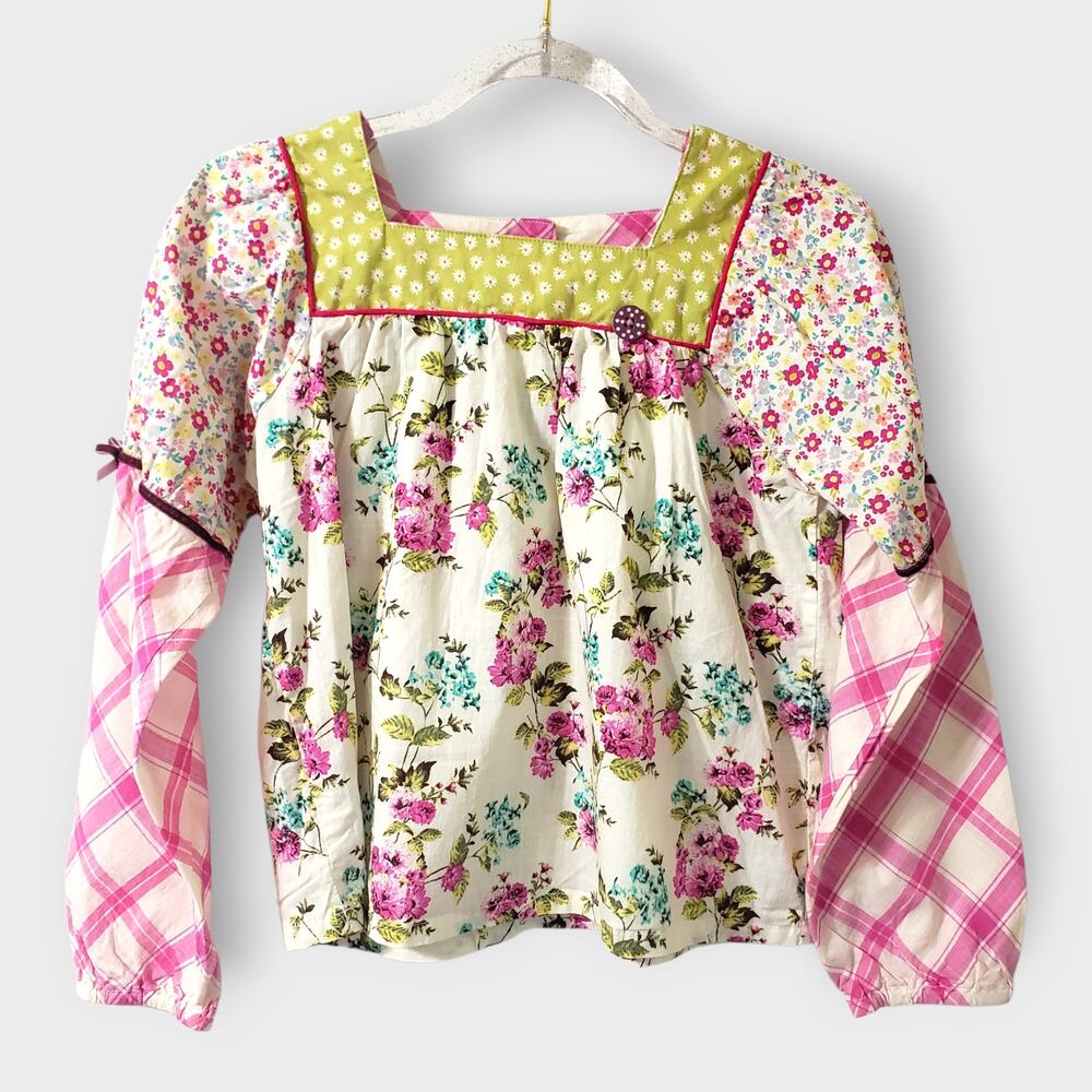 Matilda Jane Enchanted Garden‎ Art School Mixed  Print Peasant Top Sz 10 Floral